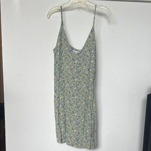 Reformation Green and White Slip Dress Sleeveless Resort Wear